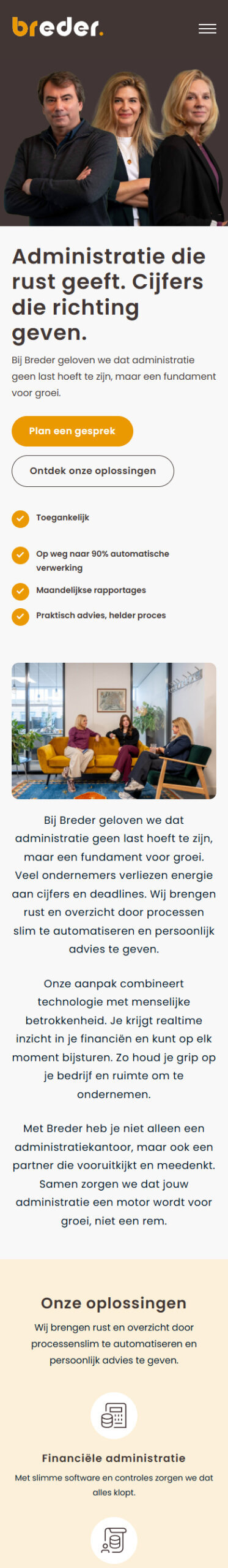 De mobiele website voor BrederBV