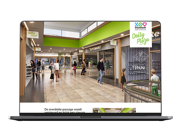 Daily plaza website op laptop – gemini design
