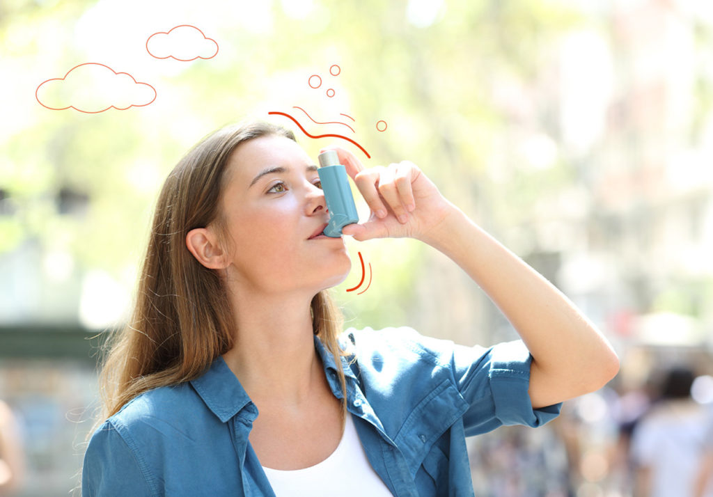 Vrouw met inhaler – gemini design